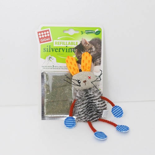 [7514]기그위 고양이 장난감 바스락 토끼 실버바인 잎 리필(3입)